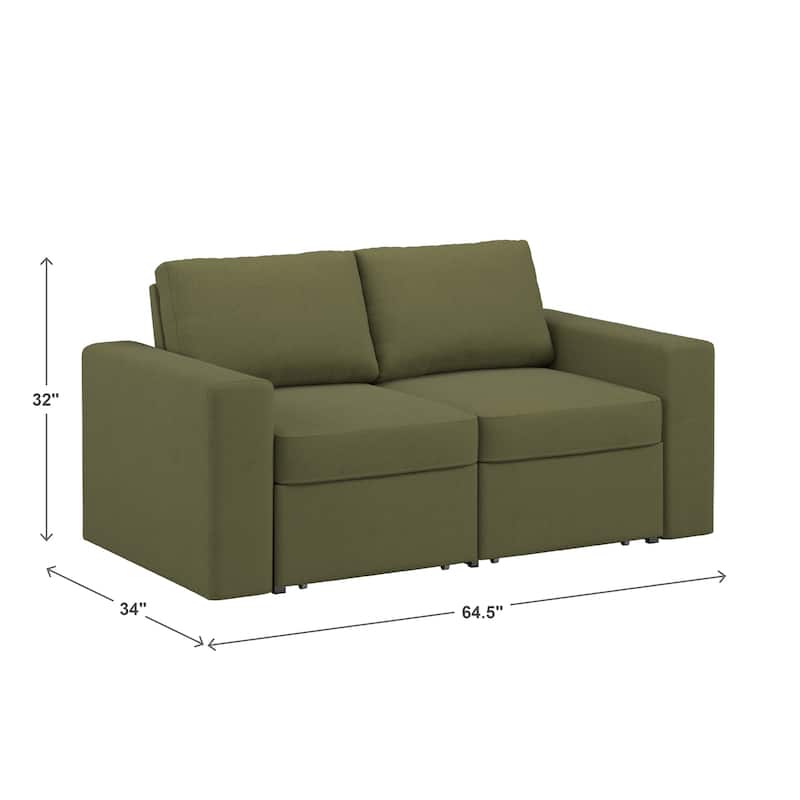 Soma Upholstered Loveseat with 2 Hidden Metal Wire Storage Drawers by iNSPIRE Q Modern