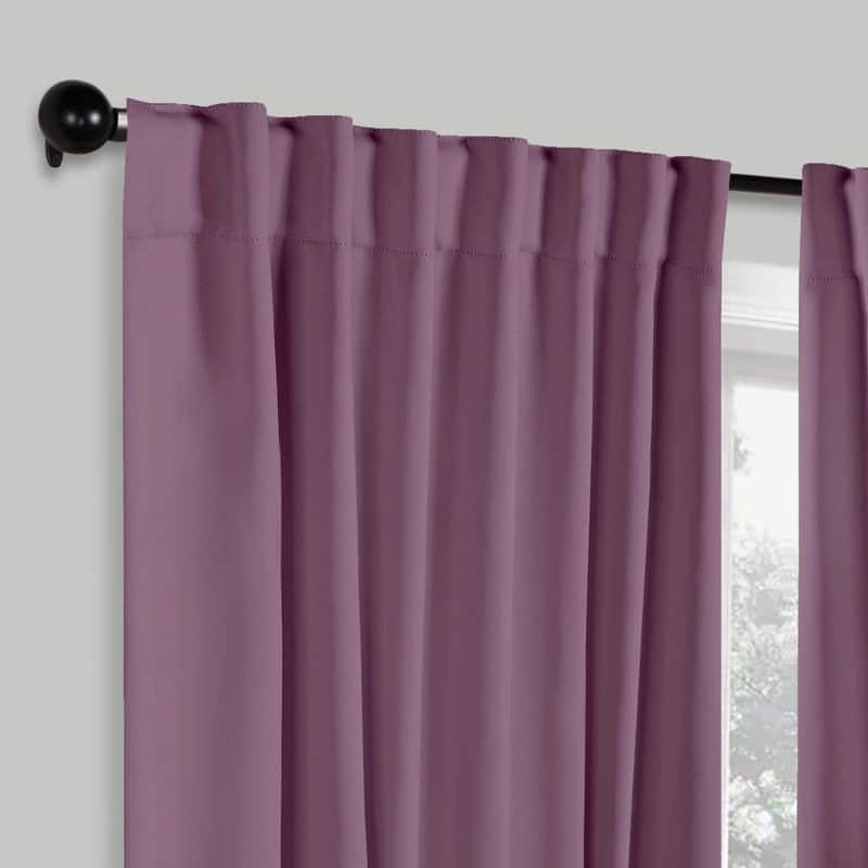 Superior Solid Machine Washable Room Darkening Blackout Curtains with Back Tabs, Set of 2