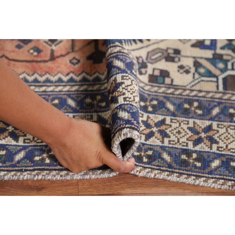 Geometric Bakhtiari Vintage Persian Area Rug Hand-Knotted Wool Carpet - 5'0" x 10'0"