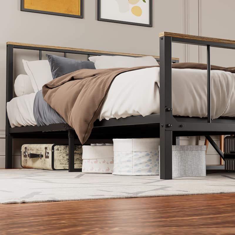 Metal Platform Bed frame with Headboard and Footboard,Sturdy Metal Frame