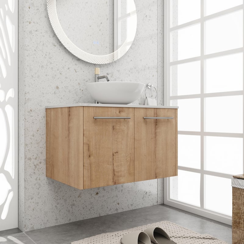 BNK 24"/30" Single Sink Bathroom Vanity with Soft Close Door, Modern Floating Vanity