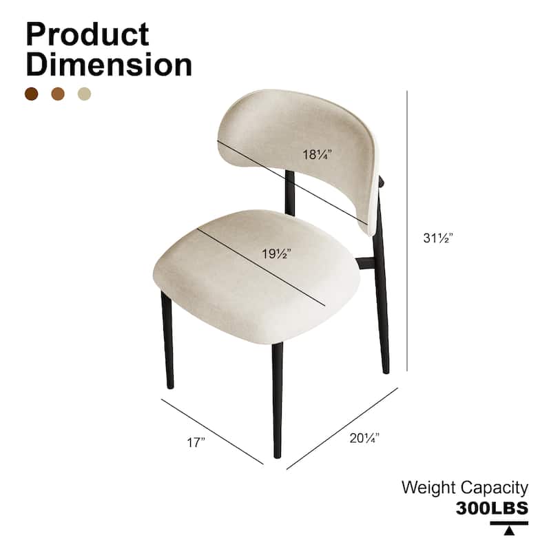 Vibe Upholstered Dining Chair with Black Metal Legs (Set of 4)