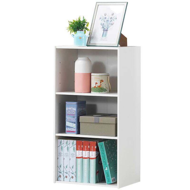 Gymax 3 Tier Open Shelf Bookcase Multi-functional Storage Display - See Details - White - See Details