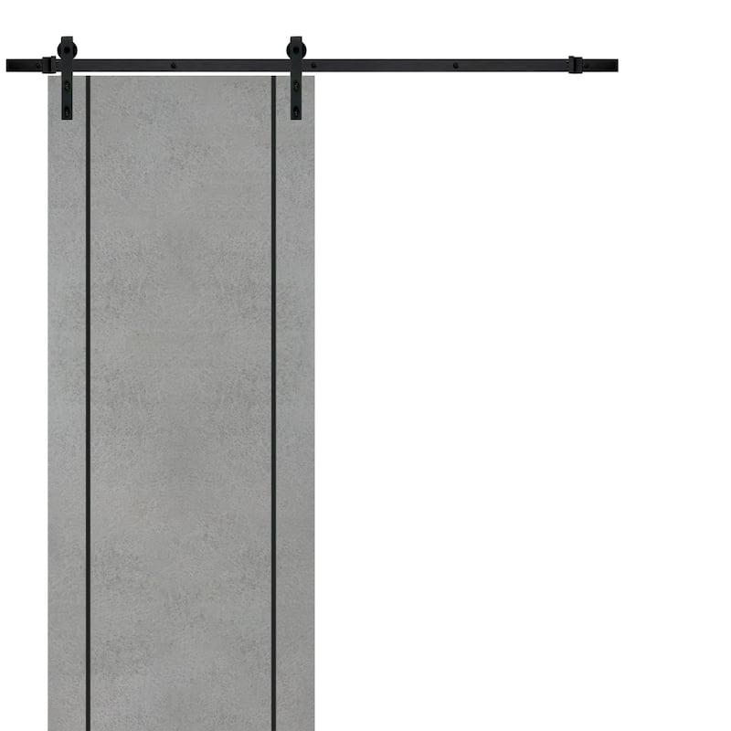 Sturdy Barn Door 18 x 80 Planum 0016 Concrete with 6.6FT - 32" x 96"