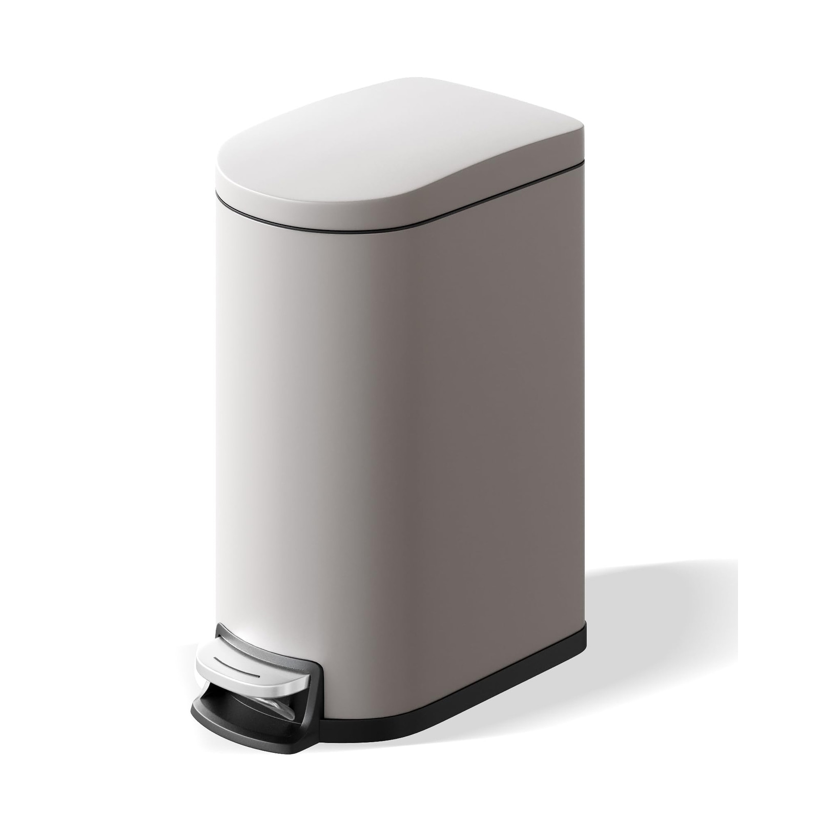 2.6 Gal/10L Slim Metal Bathroom Trash Can, Stainless Steel Step-On, Odor Control, Removable Inner Bucket, Waterproof