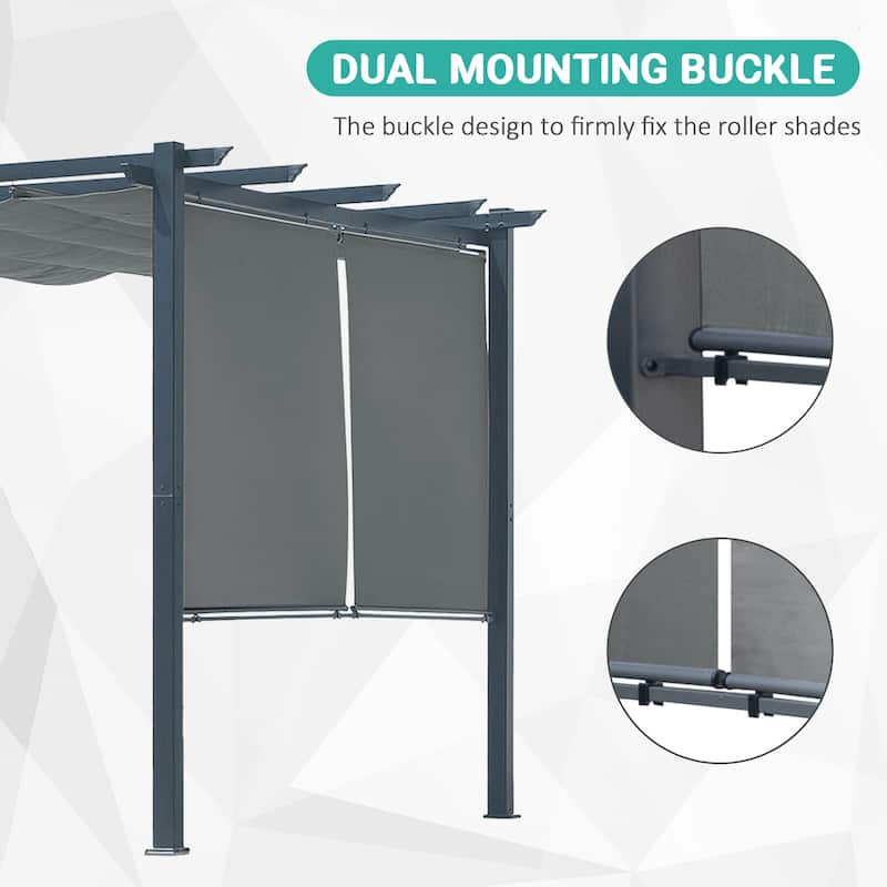 Aoodor 13 x 10 FT Outdoor Pergola with Retractable Shade Canopy, 4 Pieces Roller Shade Curtain