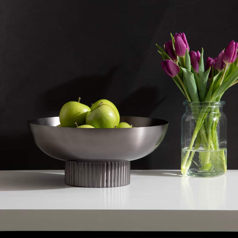 Kate and Laurel Rooks Ribbed Metal Bowl