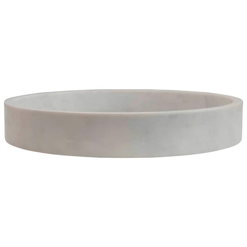 Carved Marble Tray or Charcuterie Board - 12" Rnd x 2"H - White