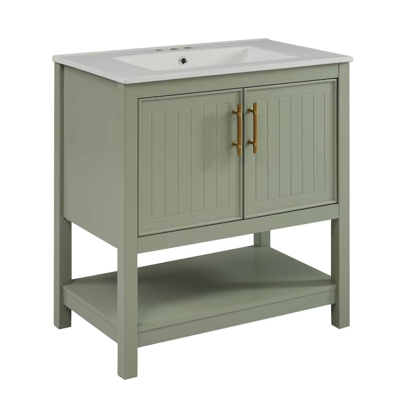 30-Inch Bathroom Vanity with Ceramic Sink and Versatile Storage