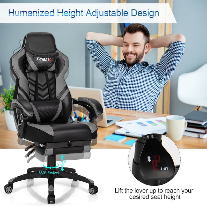 Gymax Office Computer Desk Chair Gaming Chair Adjustable Swivel - See Details