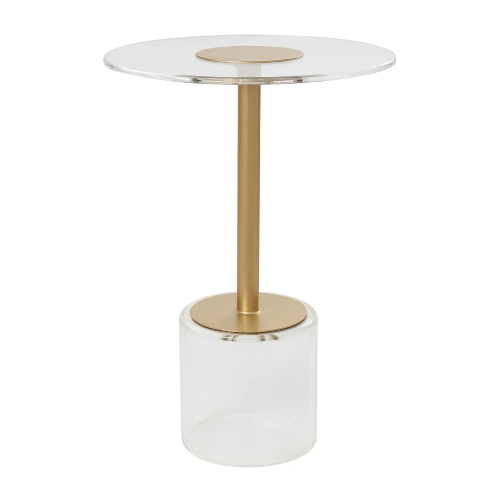 Acrylic Plastic Accent Table with Elevated Base and Gold Stand - Clear - Roche River Decor