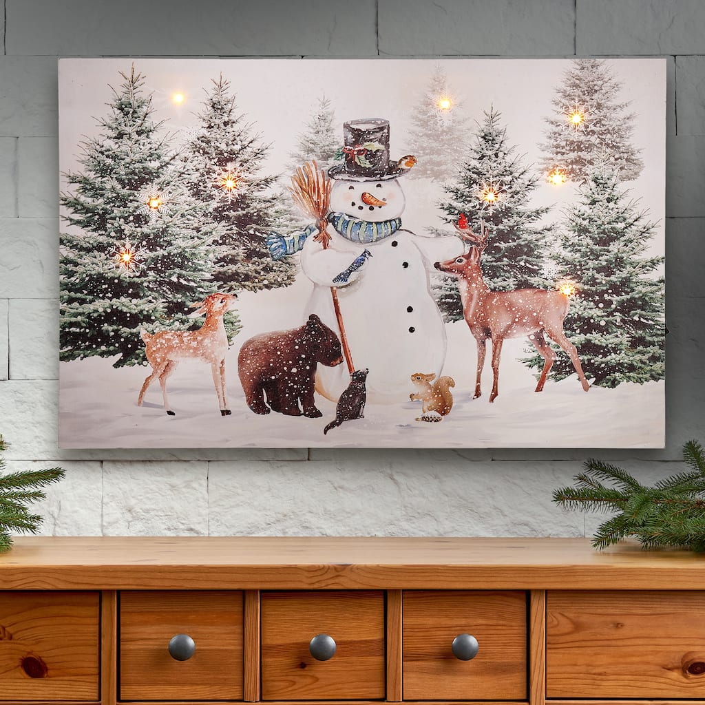 16"X24" LED Animals With Snowman Print - 16" x 24"