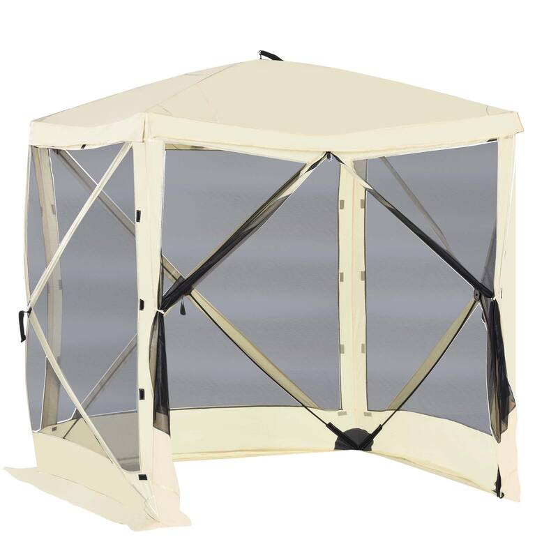 Outsunny 7'x7' Pop Up Camping Canopy Tent with Ventilating Mesh Screen, Portable Carry Bag for Outdoor Party