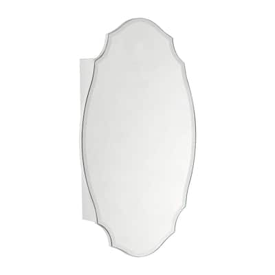 TEHOME Frameless Irregular Oval Medicine Cabinet Mirror with Adjustable Shelves