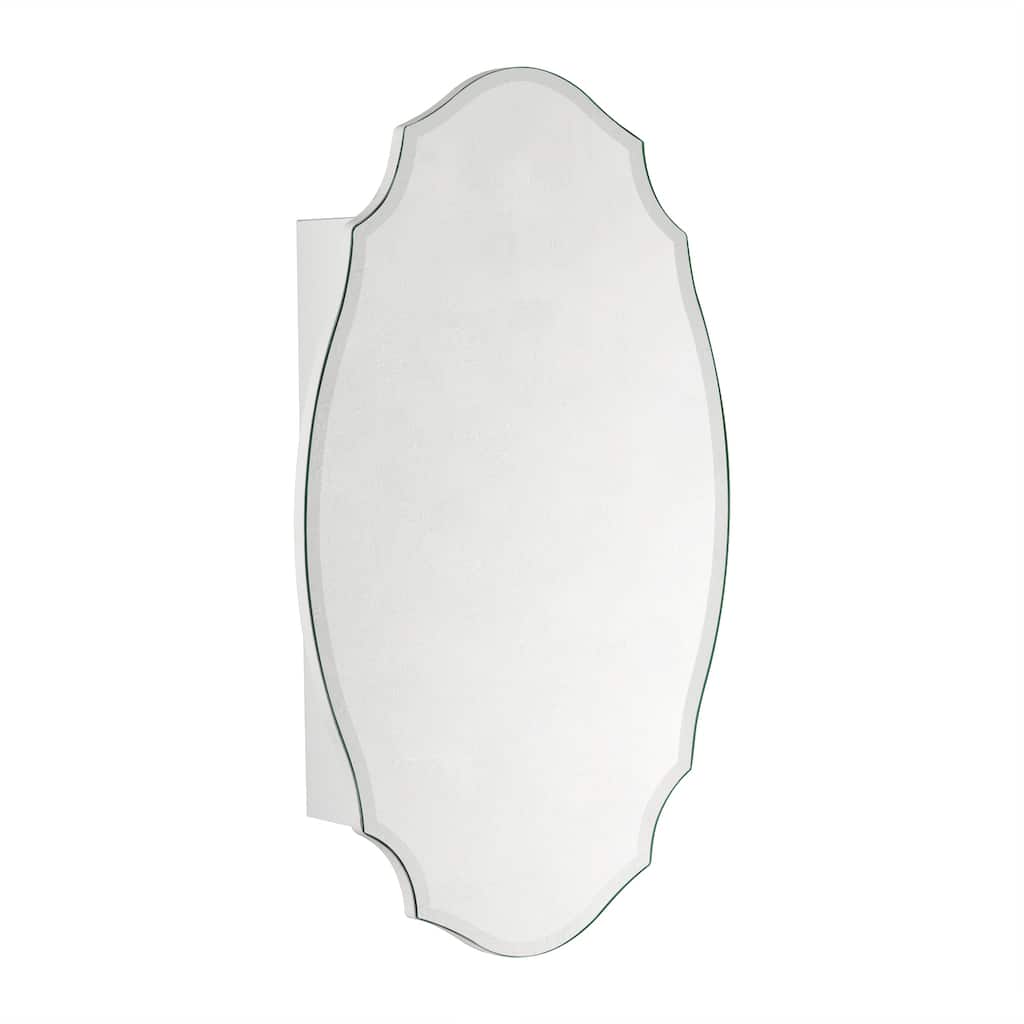 TEHOME Frameless Irregular Oval Medicine Cabinet Mirror with Adjustable Shelves