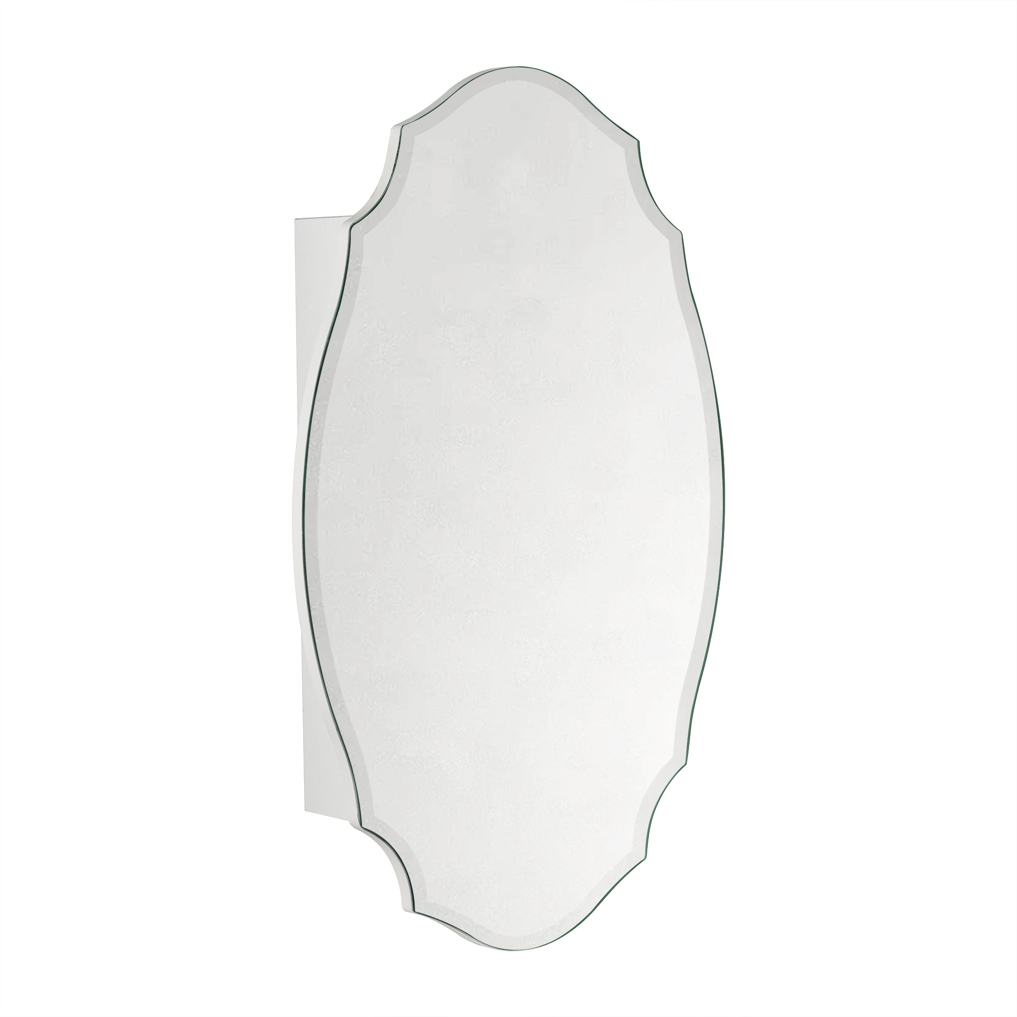 TEHOME Marlawe Frameless Irregular Oval Medicine Cabinet Mirror with Adjustable Shelves