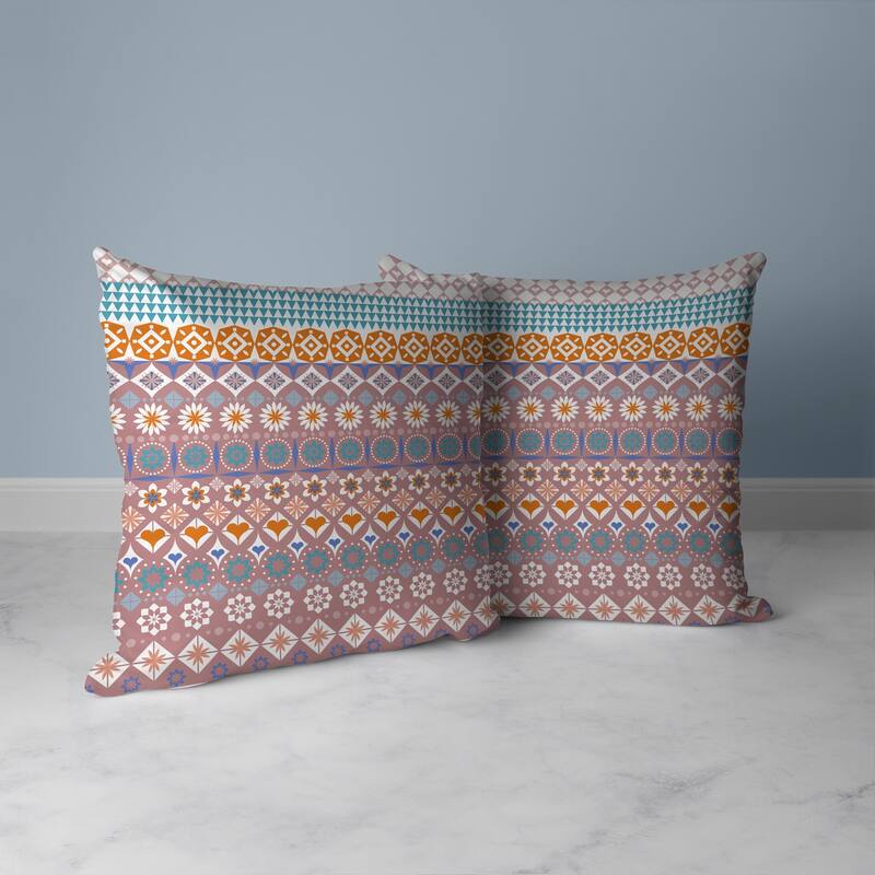 Shape Synergy Faux Suede Reversible Throw Pillow Orange and Cyan