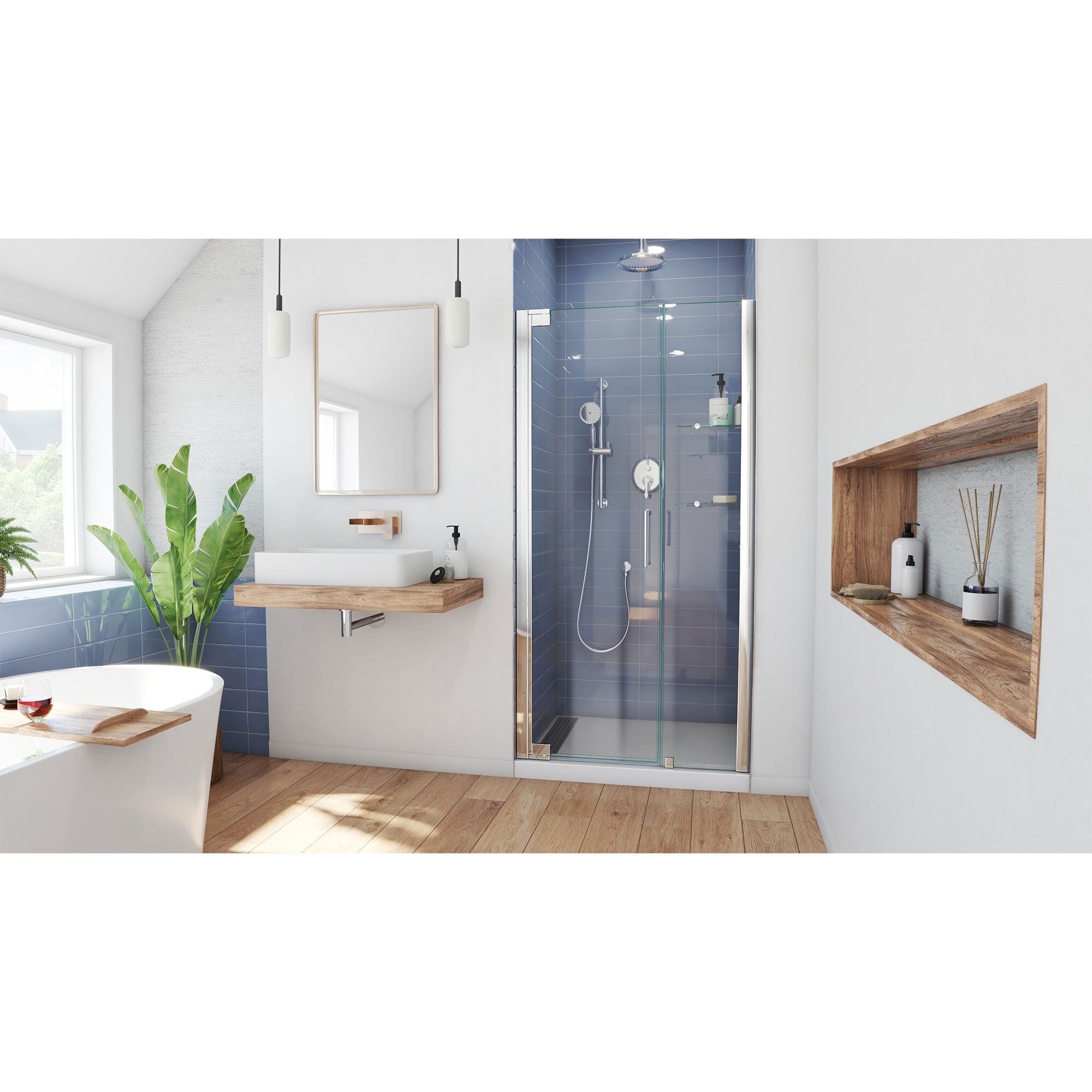 DreamLine Elegance 46-48 in. W x 72 in. H Frameless Pivot Shower