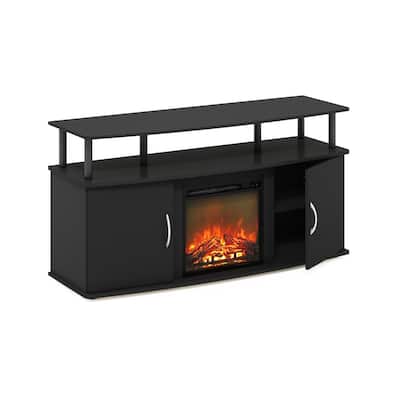 Furinno Jensen Living Room Fireplace Entertainment Center with Doors Storage Cabinet for TV up to 55 Inch