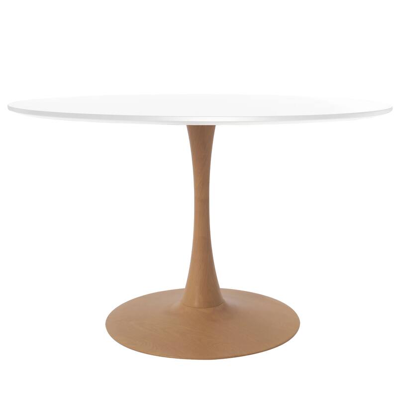 Bristol 40" Round Dining Table with Sintered Stone Top and Natural Wood Steel Pedestal Base for Modern Kitchen and Dining Room