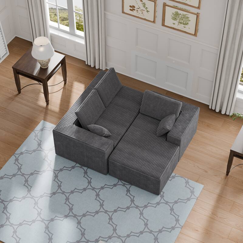 Modland 108" Boneless Cloud Couch, Modular L-Shaped Sectional Sofa, No Assembly, Corduroy