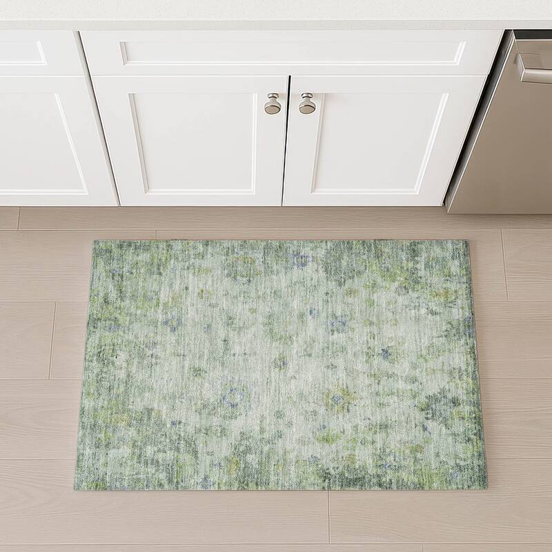 Machine Washable Indoor/ Outdoor Vintage Traditional Chantille Rug
