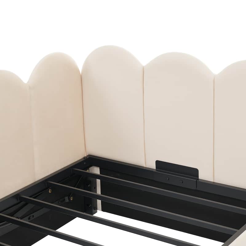 Roomfitters Upholstered Twin Size Ottoman Daybed with Storage, Sofa Bed with Metal Slat Frame, Velvet