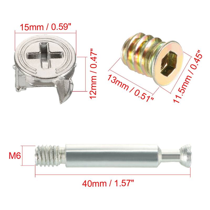 20 Sets Connecting 15mm OD Cam Self-tapping Fitting with Dowel Nut - Silver Tone