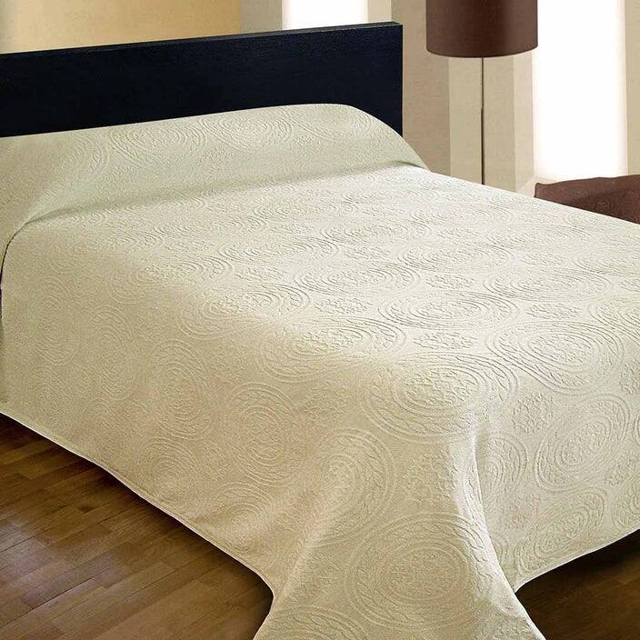 Jacquard Bedspread Collection by Bargoose Home Textiles - Simple, Elegant Design, Richly Textured, Made in Portugal - Antique Medallion - King