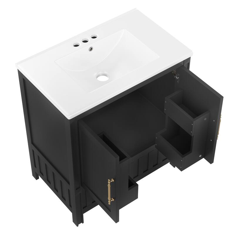 Roomfitters 30 Inch Bathroom Vanity with Sink, Solid Wood Cabinet with Door Storage and Drawer