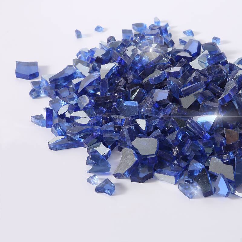 10 lbs. 1/4-in Blue Reflective Tempered Fire Glass for Gas Fire Pit