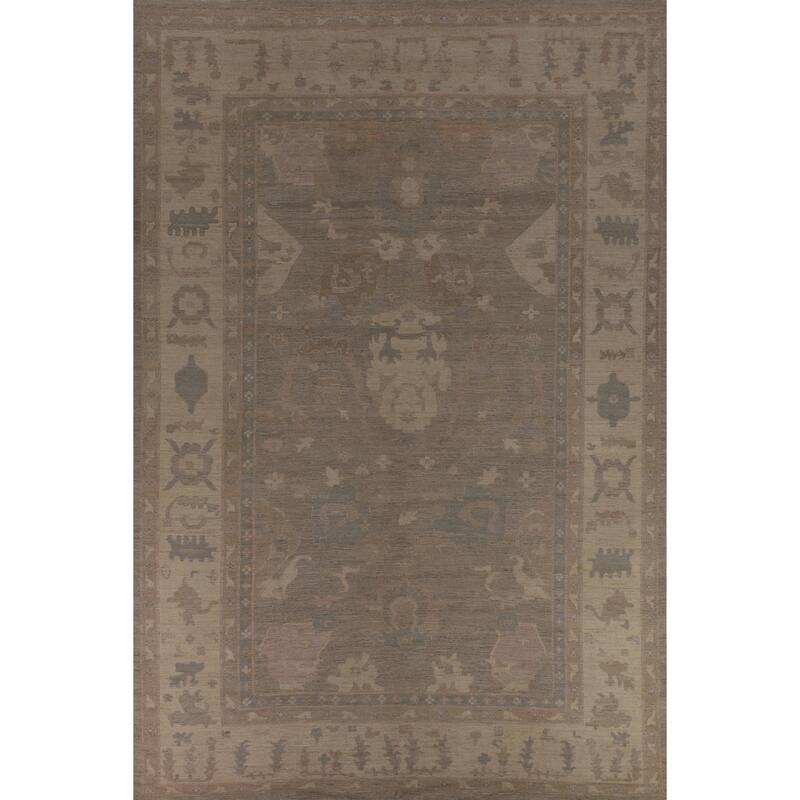 Oushak Oriental Large Area Rug Hand-Knotted Vegetable Dye Wool Carpet - 10'2"x 13'10"