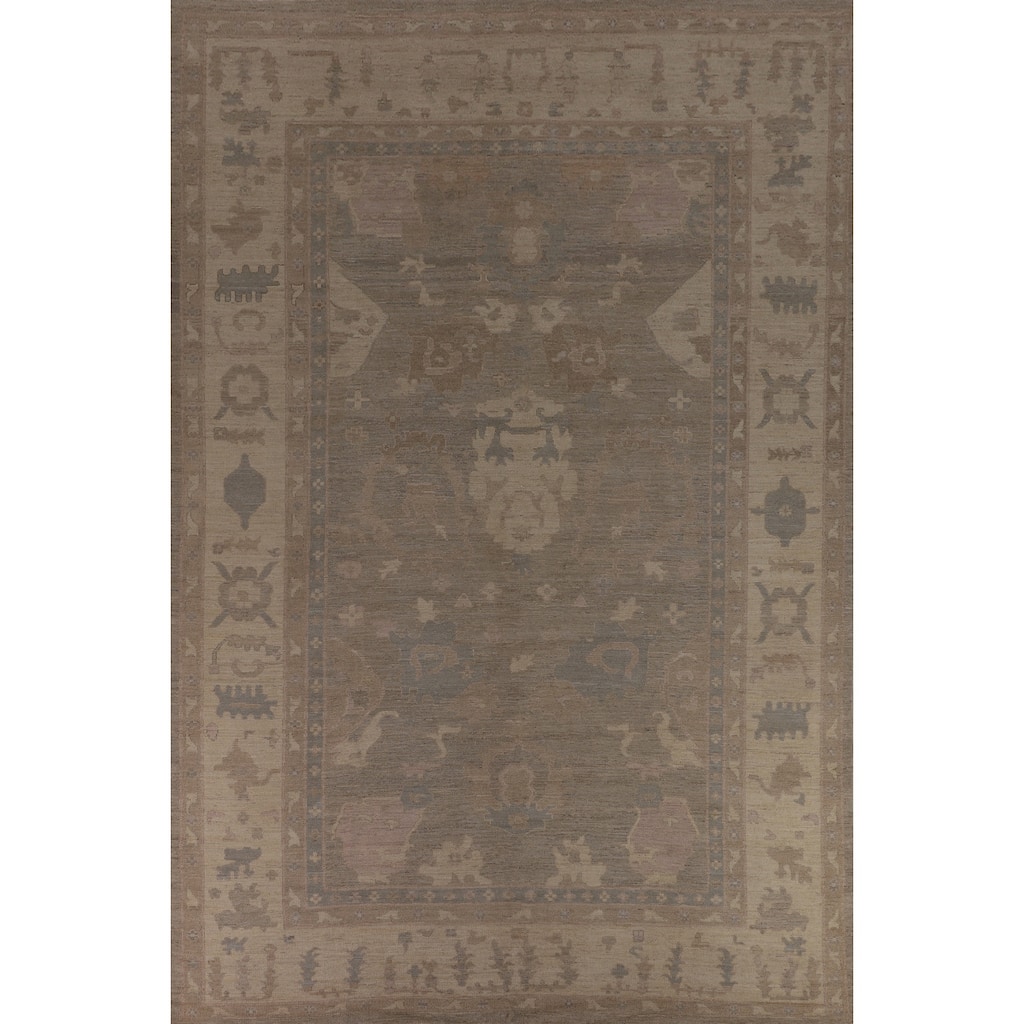 Oushak Oriental Large Area Rug Hand-Knotted Vegetable Dye Wool Carpet - 10'2"x 13'10"