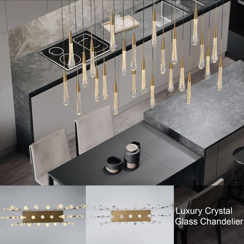 KAYLA Raindrop Chandelier, Modern Glass Pendant Light, Bulb Included