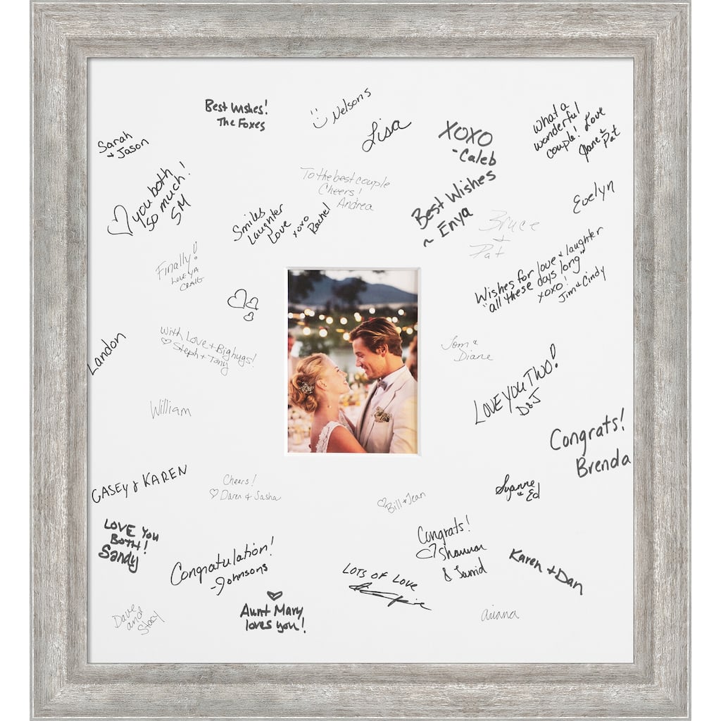 Angled Signature Mat Picture Frame - Autograph Photo Frame Guest Book Alternative for Weddings, Graduations, or Retirement