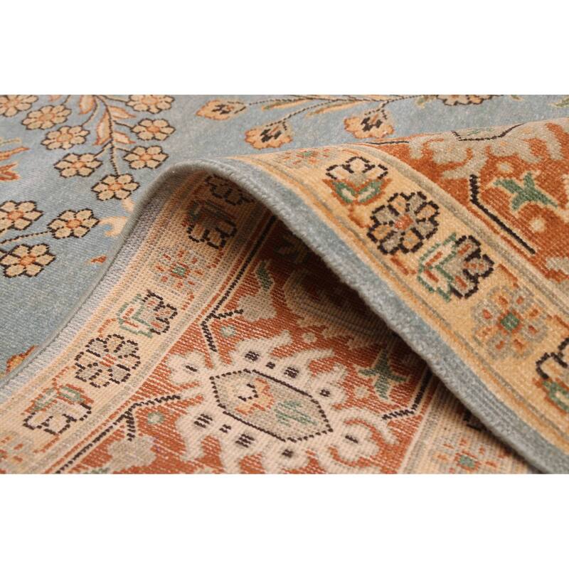 ECARPETGALLERY Hand-knotted Jamshidpour Light Blue Wool Rug - 8'0 x 10'0