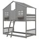 preview thumbnail 8 of 8, Playful Twin over Twin Wood House Bunk Kids Bed with Roof,Windows,Door