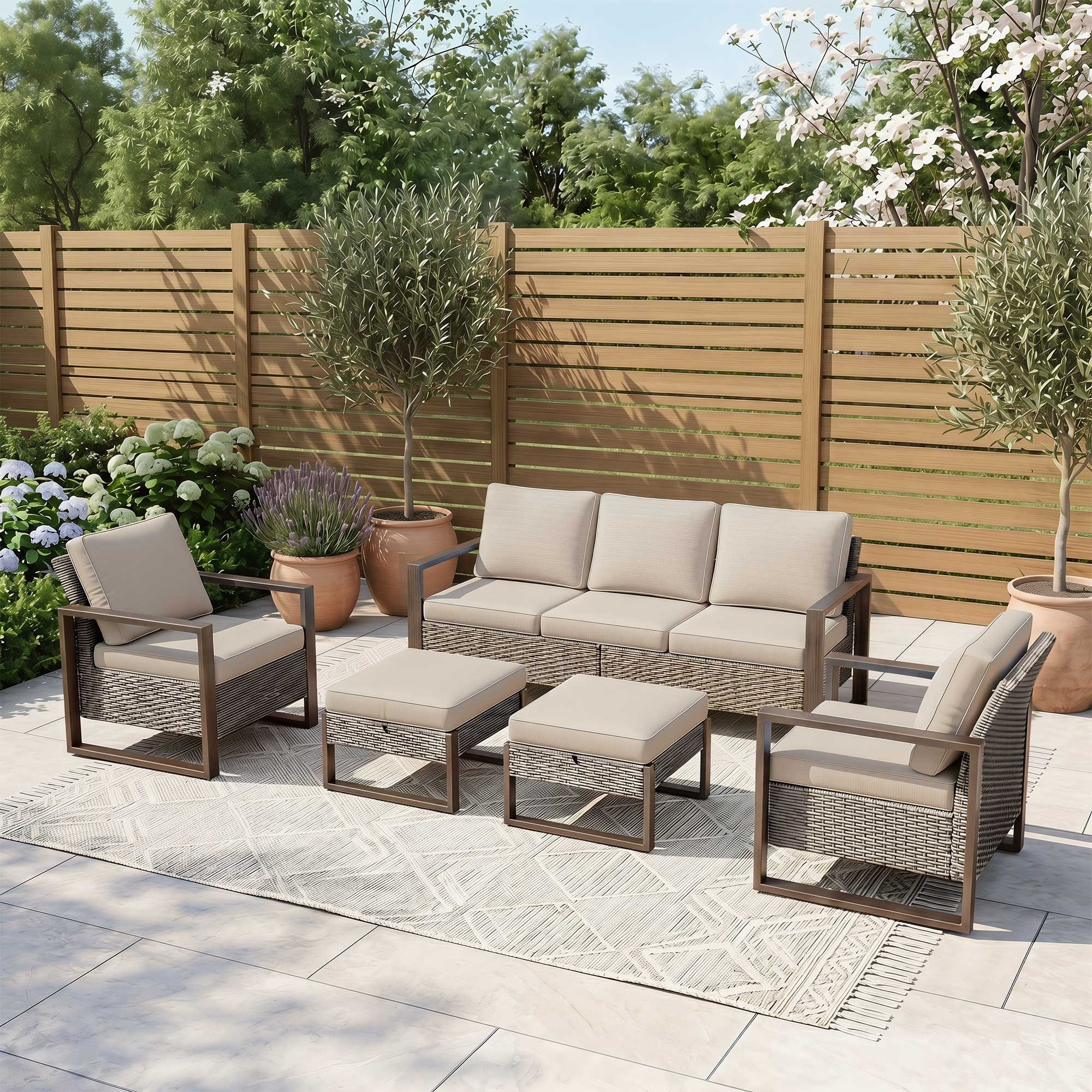 COZYWOR 5-Piece Patio Furniture Chair Outdoor Conversation Set