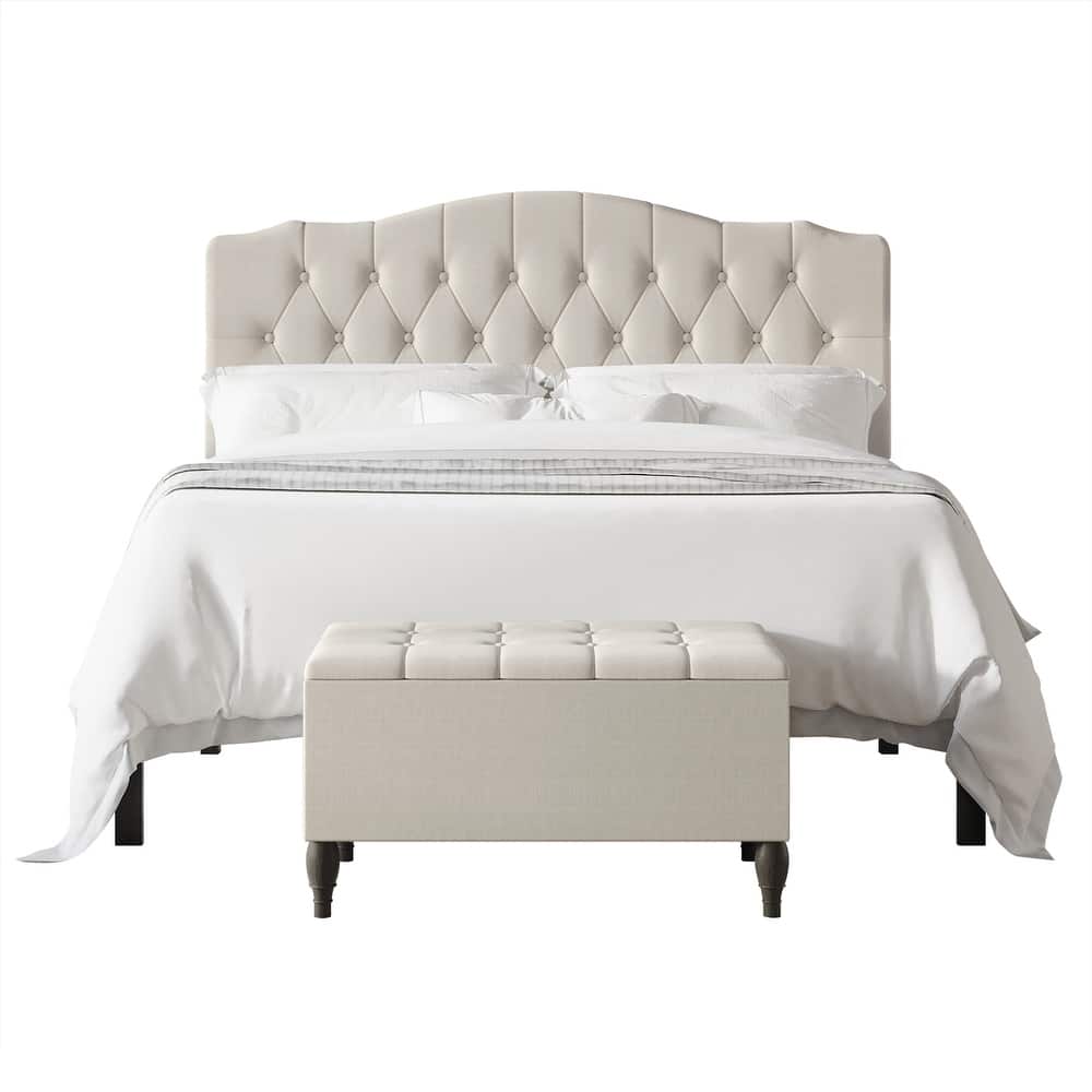 CraftPorch 2 Piece Bedroom Bench Set Transitional Button Tufted Bed