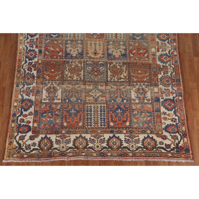 Geometric Bakhtiari Persian Vintage Rug Handmade Wool Carpet - 6'10"x 10'2"