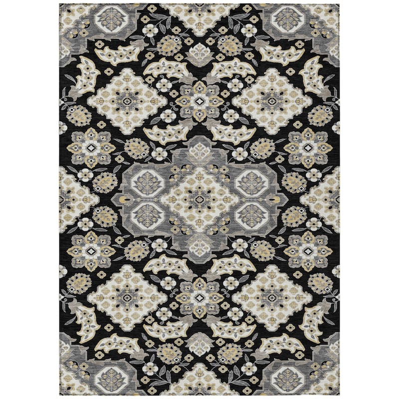 HomeRoots Medallion Traditional Rectangle Outdoor Rug