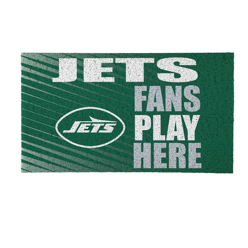 28 in. x 16 in. New York Jets "Fans Play Here" PVC Door Mat