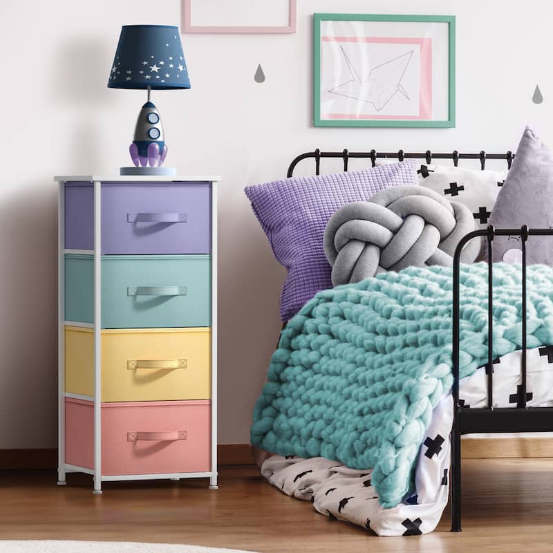 purple and green dresser Latitude Run 4 Drawer Dresser for Bedroom, Narrow Chest of Drawers, Wooden  Top and Study Iron Frame 18"x37.5"-(WxH)