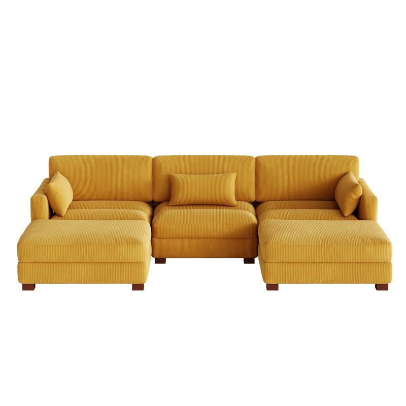 Modern U-shaped Modular Corduroy Sectional Sofa