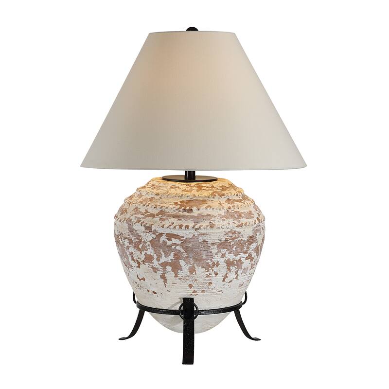 Everren Silis 29.5" Height Table Lamps, Textured Ceramic (Off White And Brown)