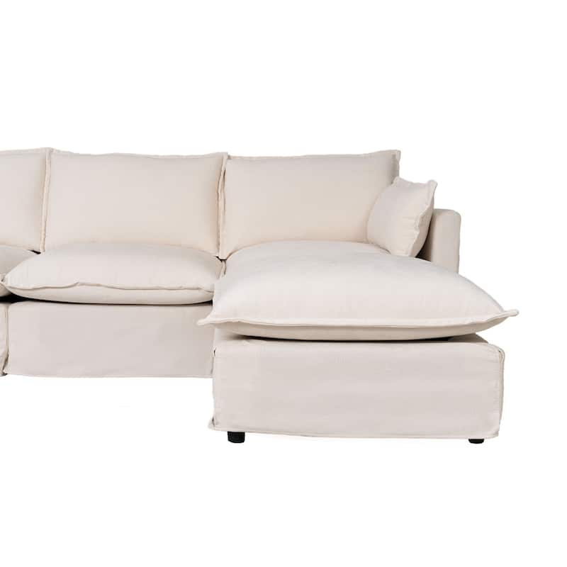 93.31" Modern L-Shaped Sectional Sofa with Movable Ottoman