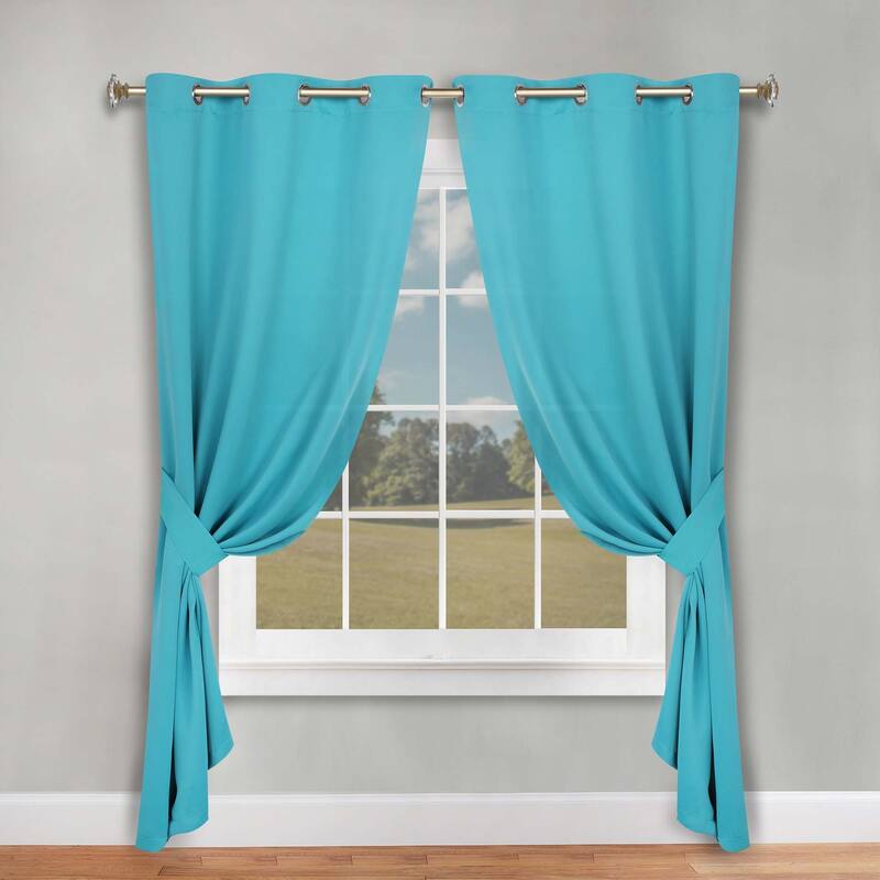 Superior Solid Machine Washable Room Darkening Grommet Blackout Curtains, Set of 2