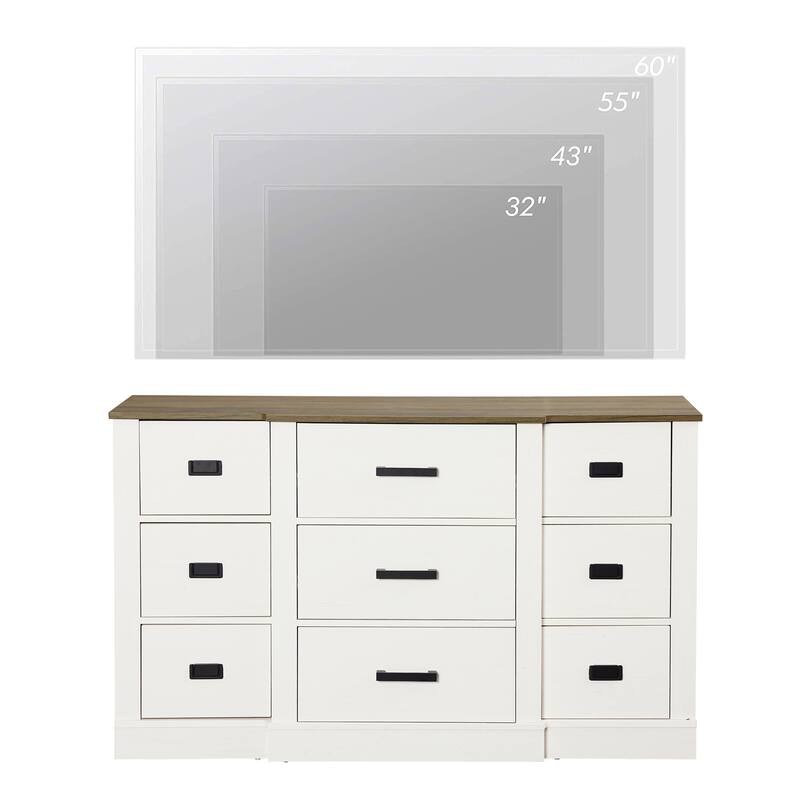 9 Dresser for Bedroom, 52.4" Mid Century Modern Dresser Furniture for Living Room, Hallway