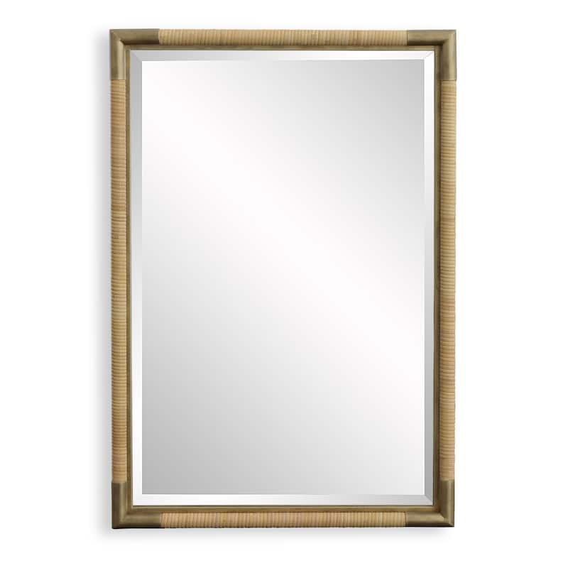 Hand Wrapped Rattan Rectangular Framed Wall Mirror - 31.5" - Gold