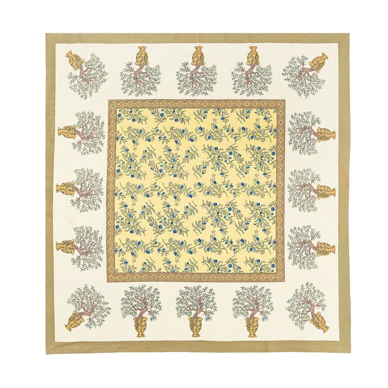 Couleur Nature Gold Olive Tree Square Tablecloth - Square - 59-inches by 59-inches